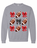 Footballs and Bows Adult Crewneck Sweatshirt