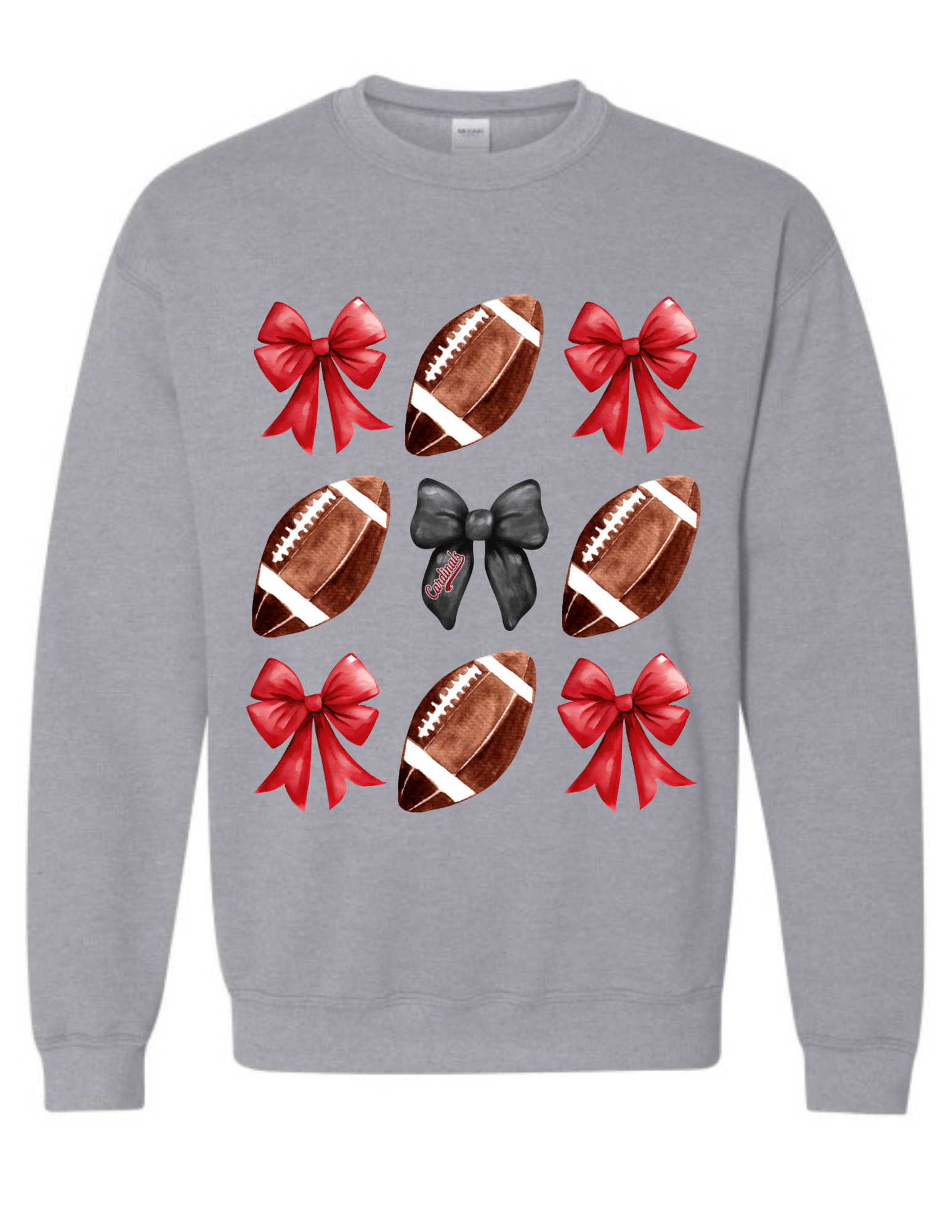 Footballs and Bows Adult Crewneck Sweatshirt