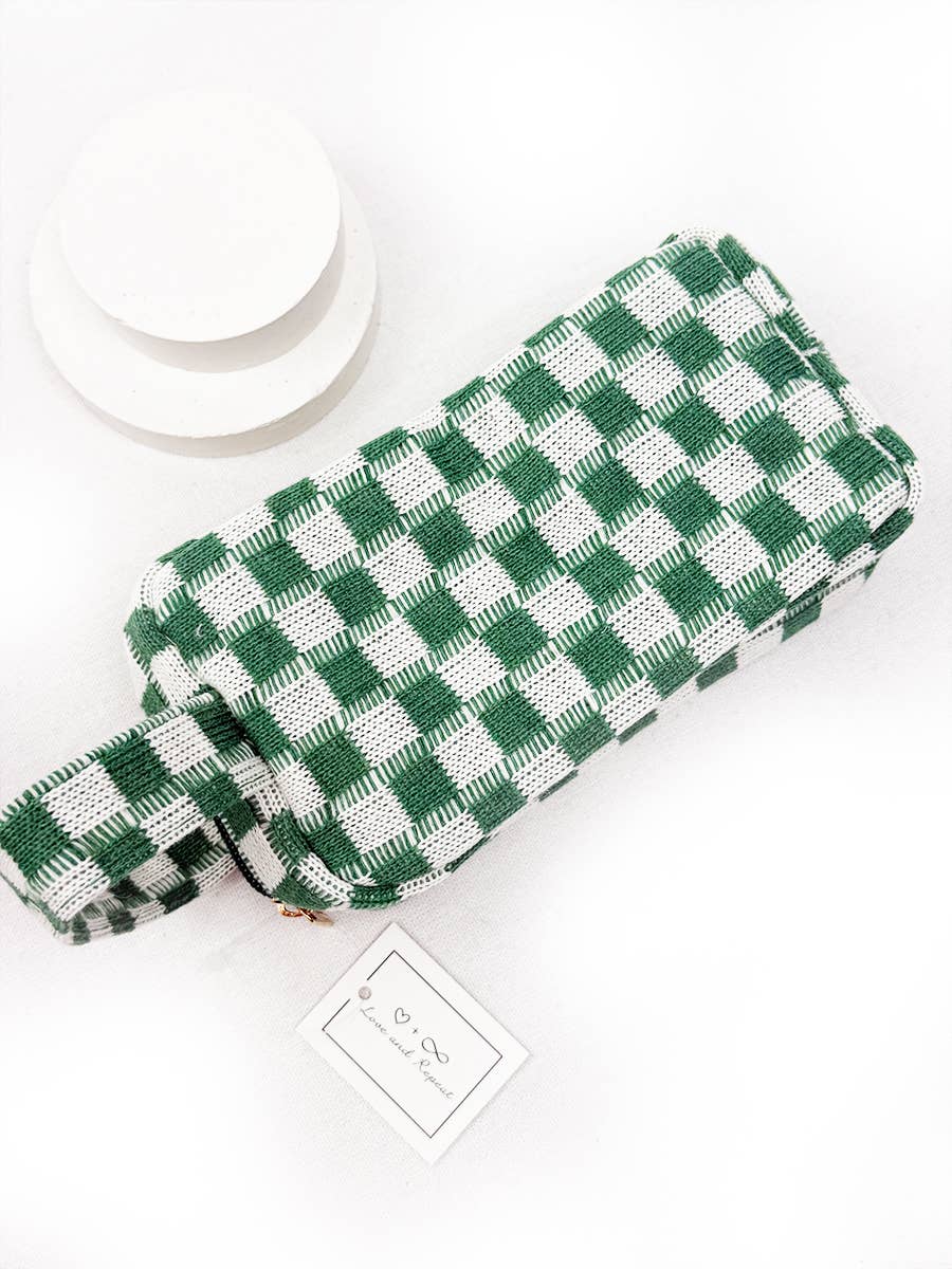 Famous Checker Cosmetic Bag with handle
