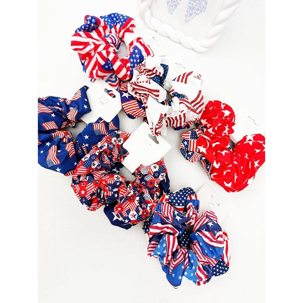 2pc Set American Flag Theme Hair Tie