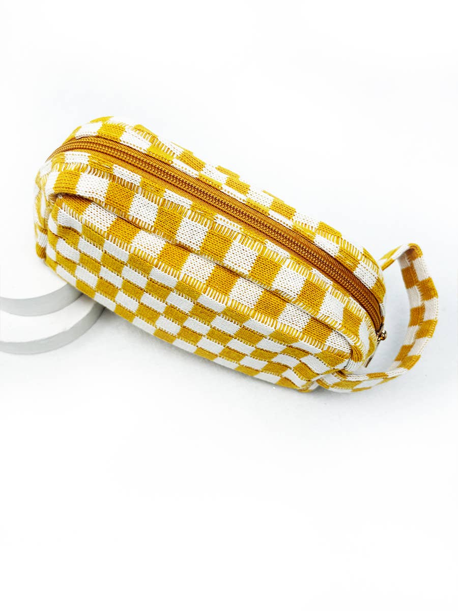 Famous Checker Cosmetic Bag with handle