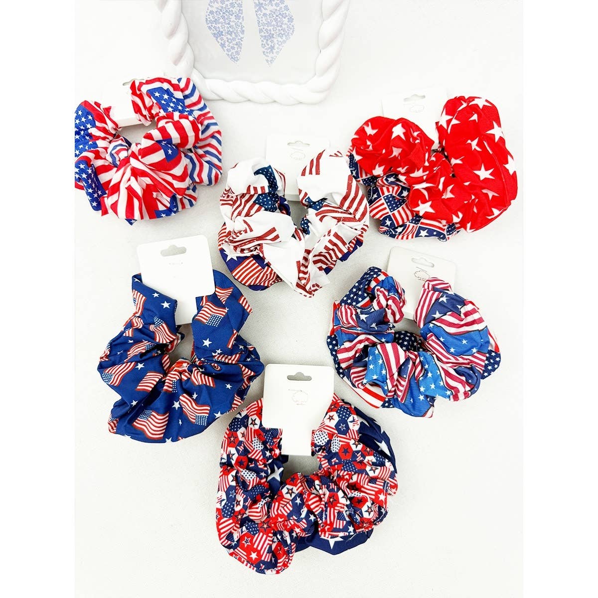 2pc Set American Flag Theme Hair Tie