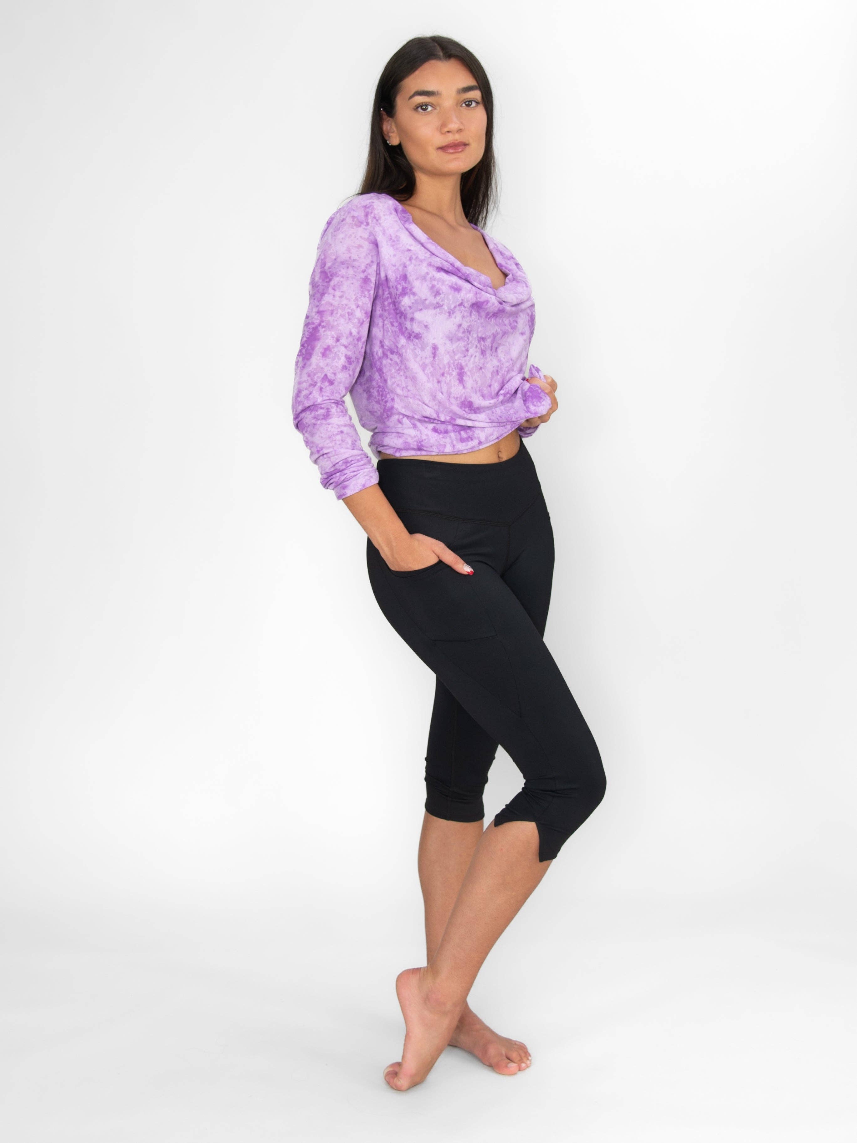 Luxe Knee Length Legging with Side Slits