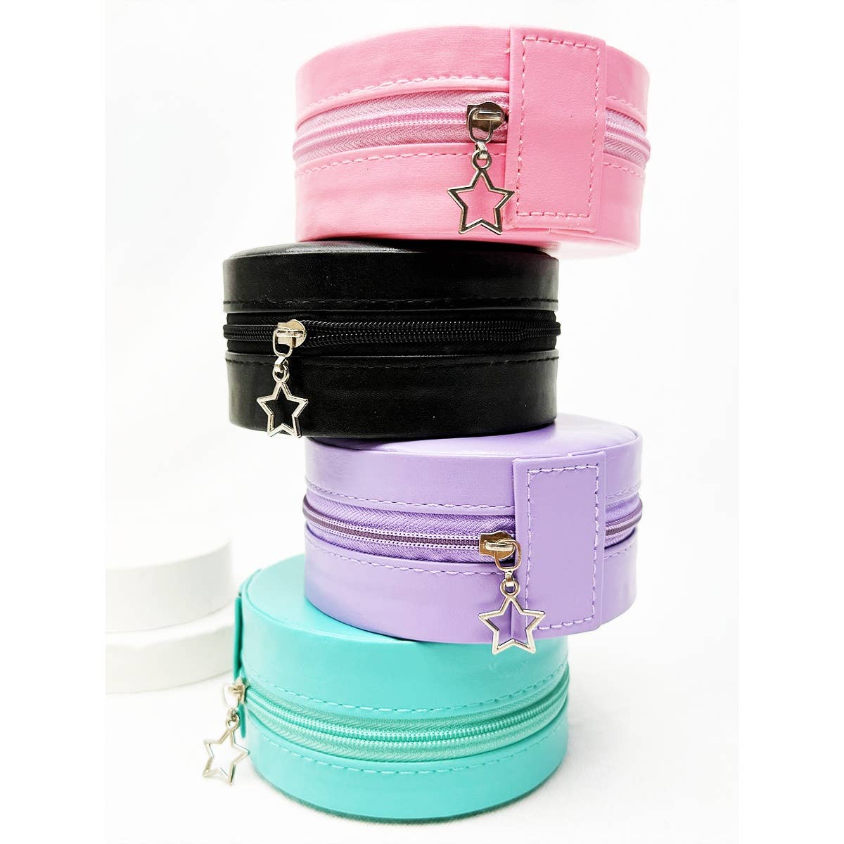Mini Star Zipper Detail Jewelry Case