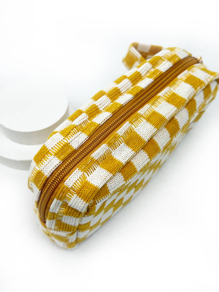 Famous Checker Cosmetic Bag with handle