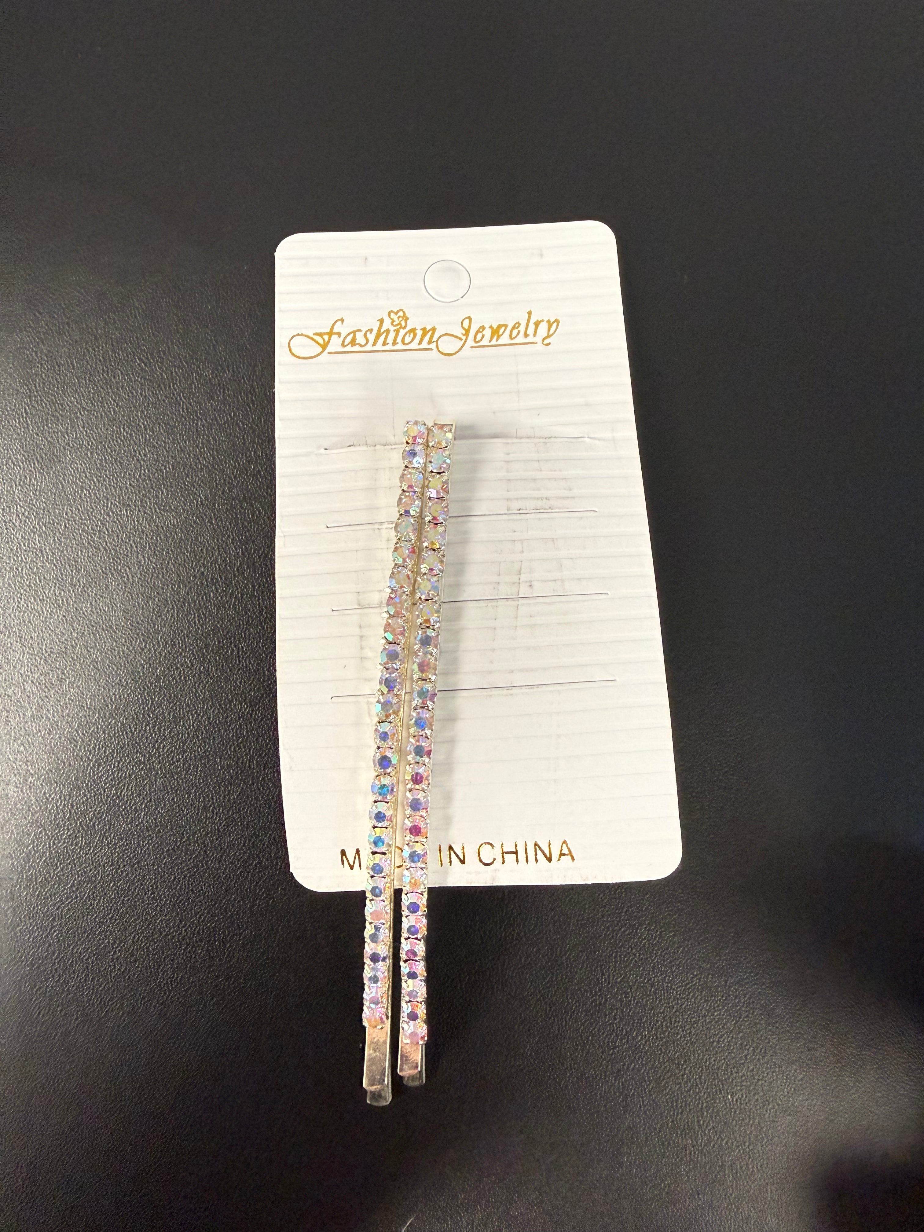 Two pack AB stone barrettes