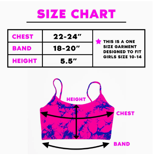 CHEER Bandeau Bra Cami Girls 10-14