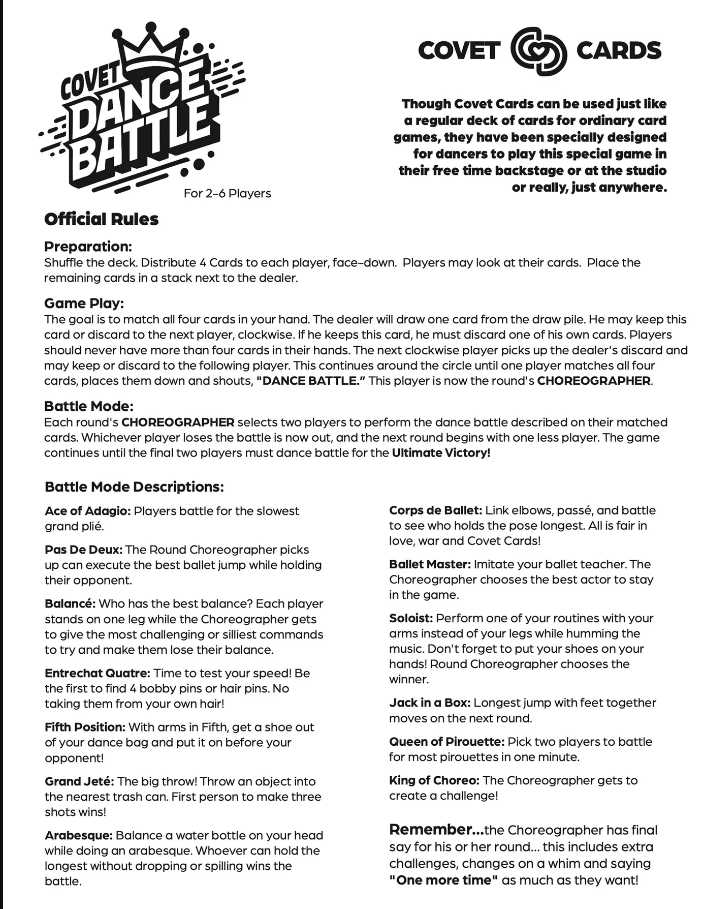 Covet Dance Battle Cards