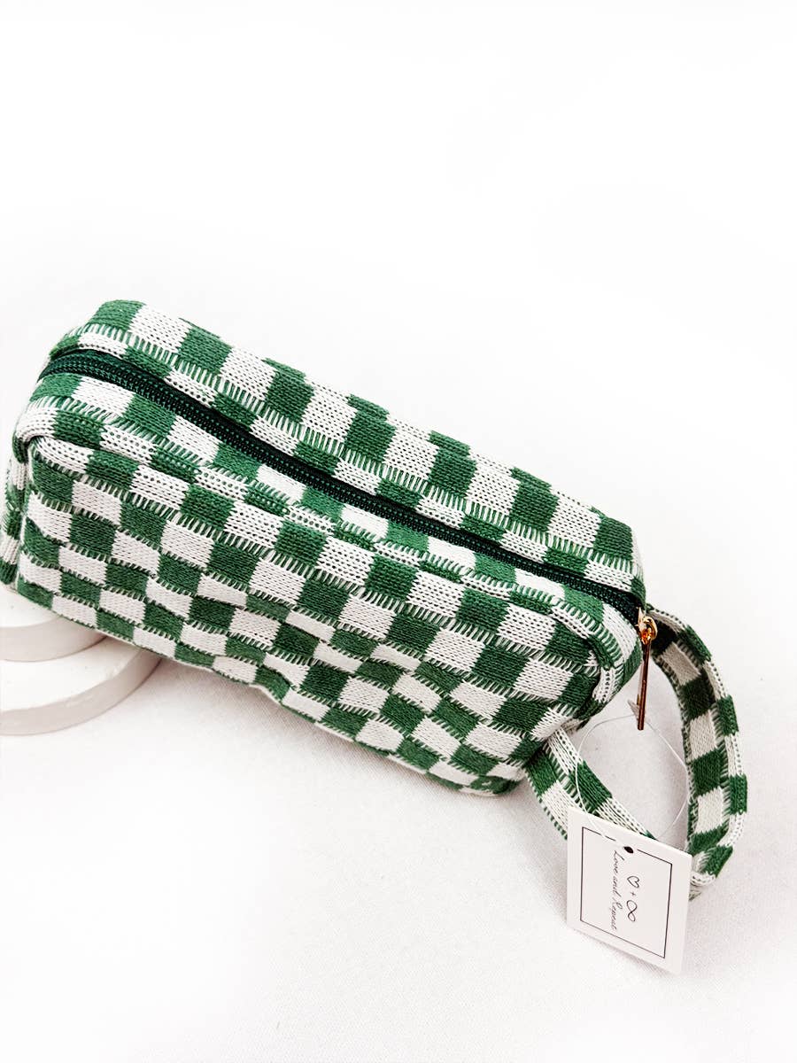 Famous Checker Cosmetic Bag with handle