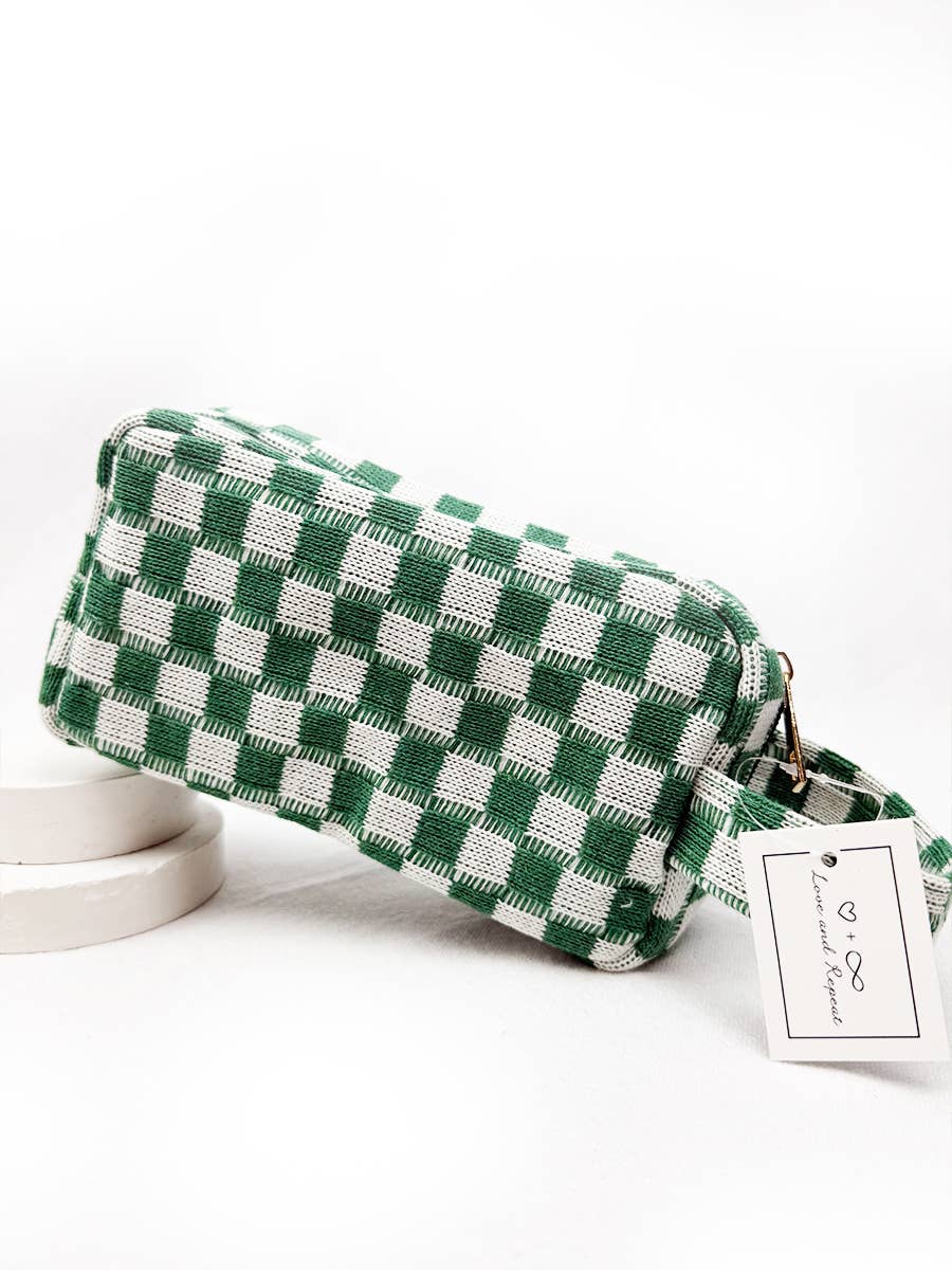 Famous Checker Cosmetic Bag with handle