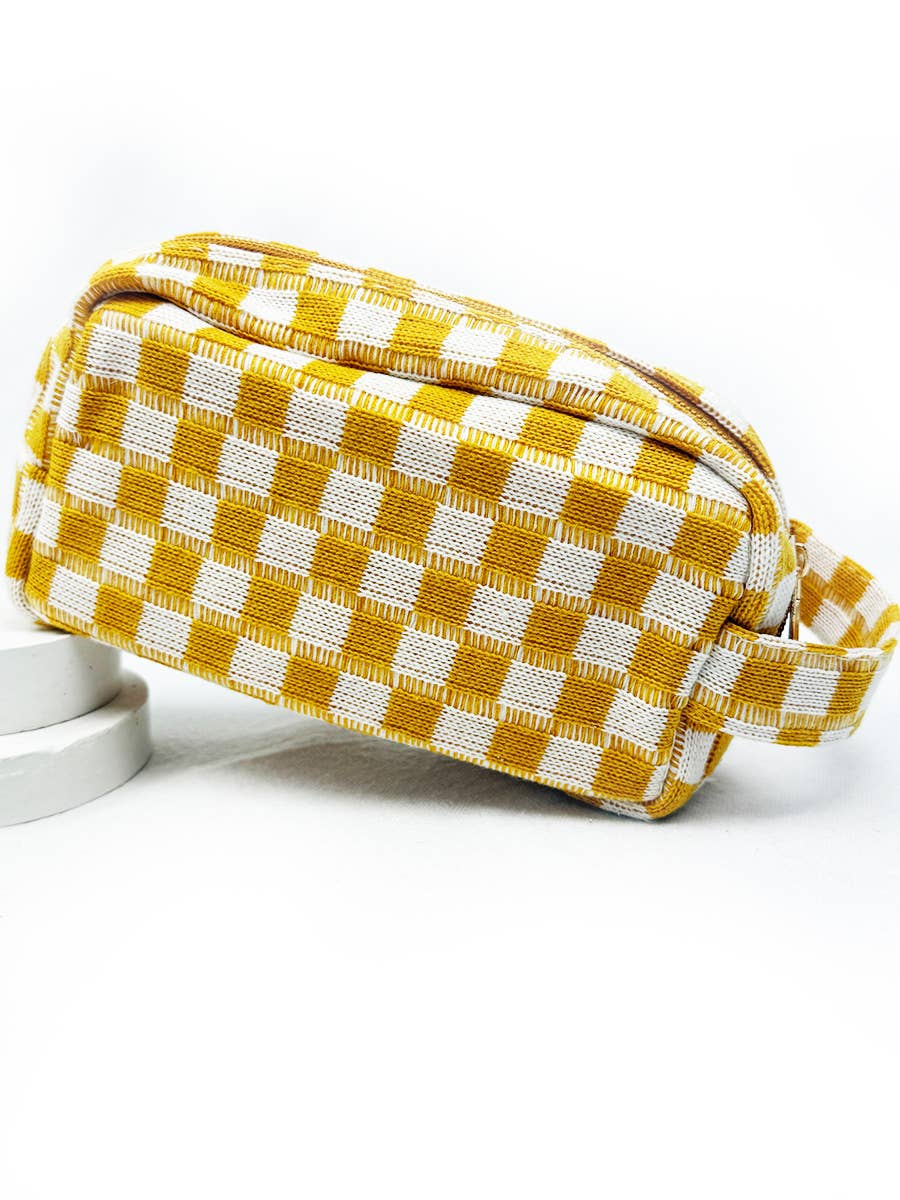 Famous Checker Cosmetic Bag with handle