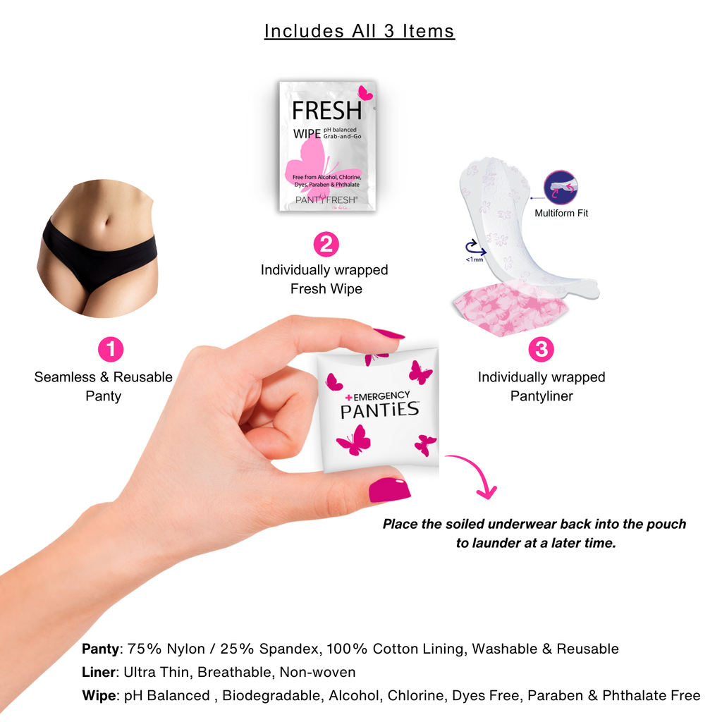 Emergency Panties® Women's On-The-Go Underwear Kit Bikini OS