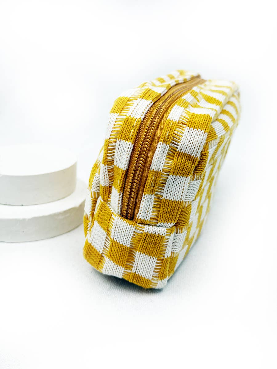 Famous Checker Cosmetic Bag with handle