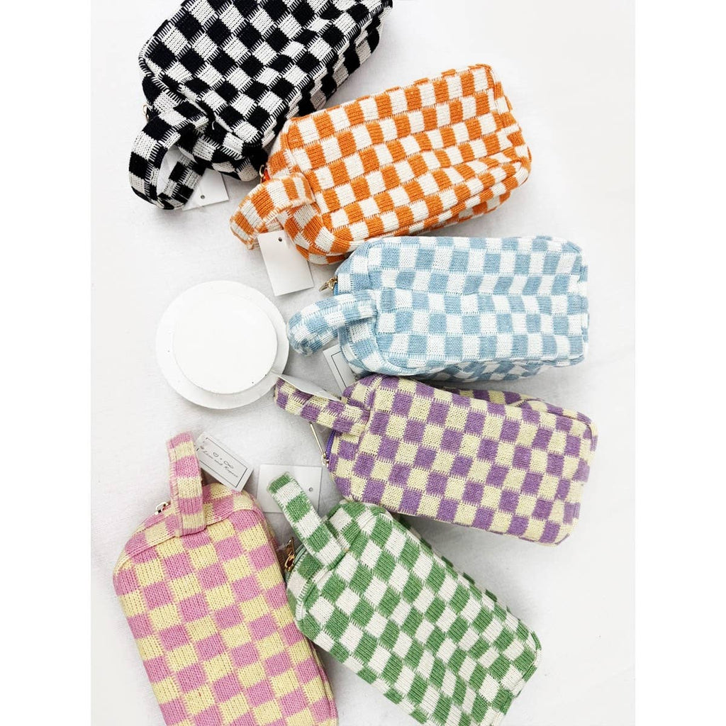 Famous Checker Cosmetic Bag with handle